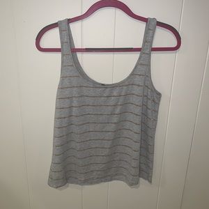 Aqua Grey and gold stripe tank